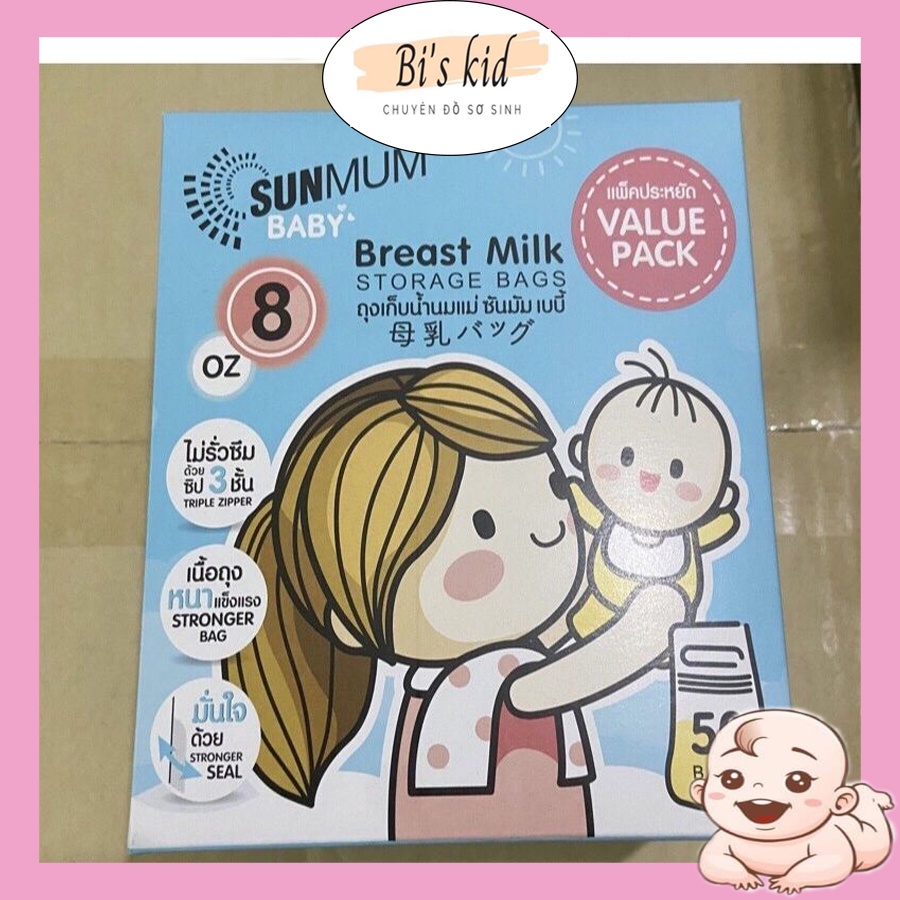 Hộp túi trữ sữa sunmum 250ml 50 cái CHÍNH HÃNG