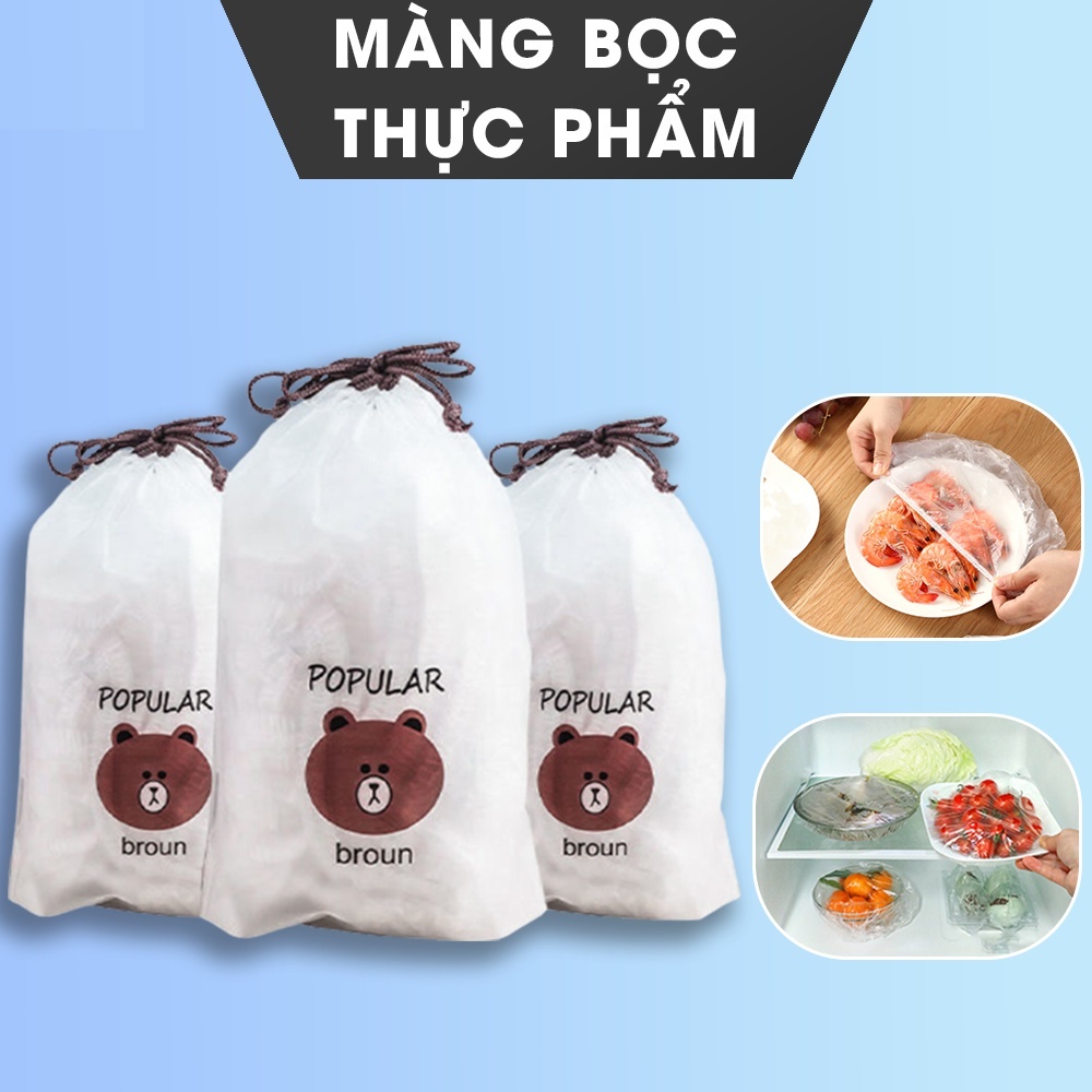 [FREESHIP❤️]SET 100 CHIẾC Màng bọc thực phẩm co giãn siêu dai có chun kèm túi gấu