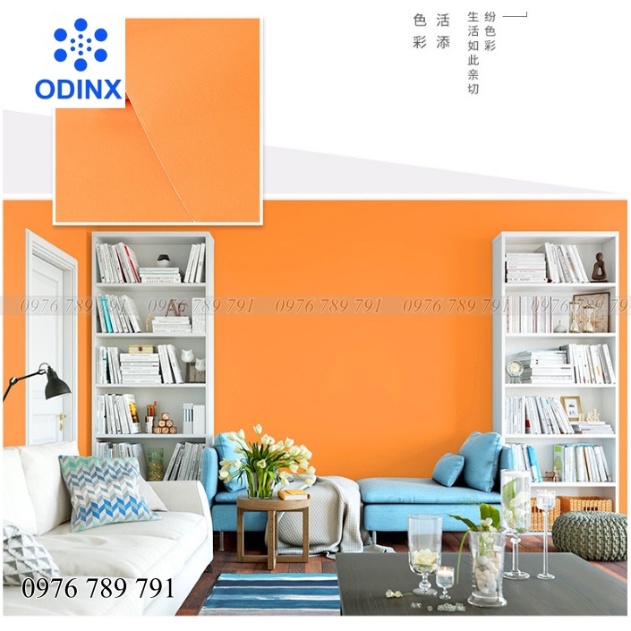 Giấy Dán Tường Màu Vàng Vân Nổi Có Keo Sẵn Cuộn 10m