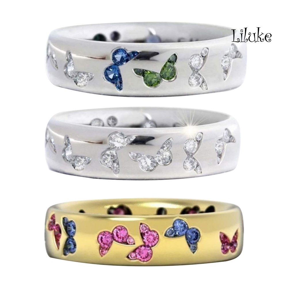 Nhẫn Mạ Bạc Trang Trí Hình Bướm Đính Đá Thời Trang Cho Nữ
