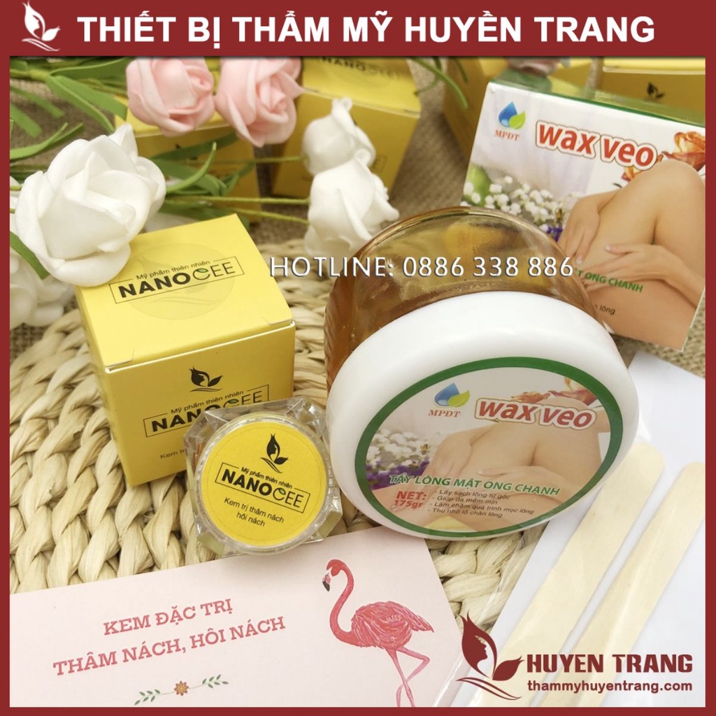 Combo Wax Lông Nách + Kem Khử Thâm Nách, Khử Mùi Hôi Nách NANOCEE  [Tặng 50 tờ giấy và 2 que wax]