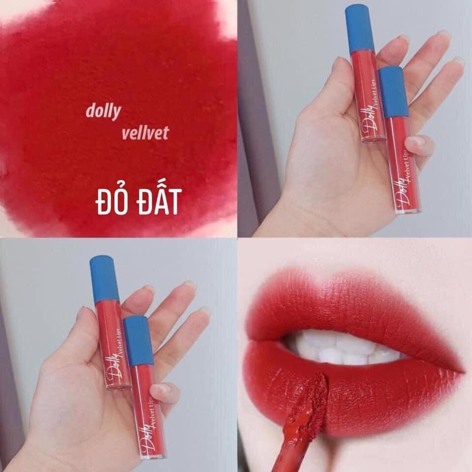 [Đỏ Đất ]Son Cao Cấp Dolly Velvet Lips Blue Classic 2022 Màu Đỏ Đất Quyến Rũ Chất Son Mềm Mịn Như Nhung