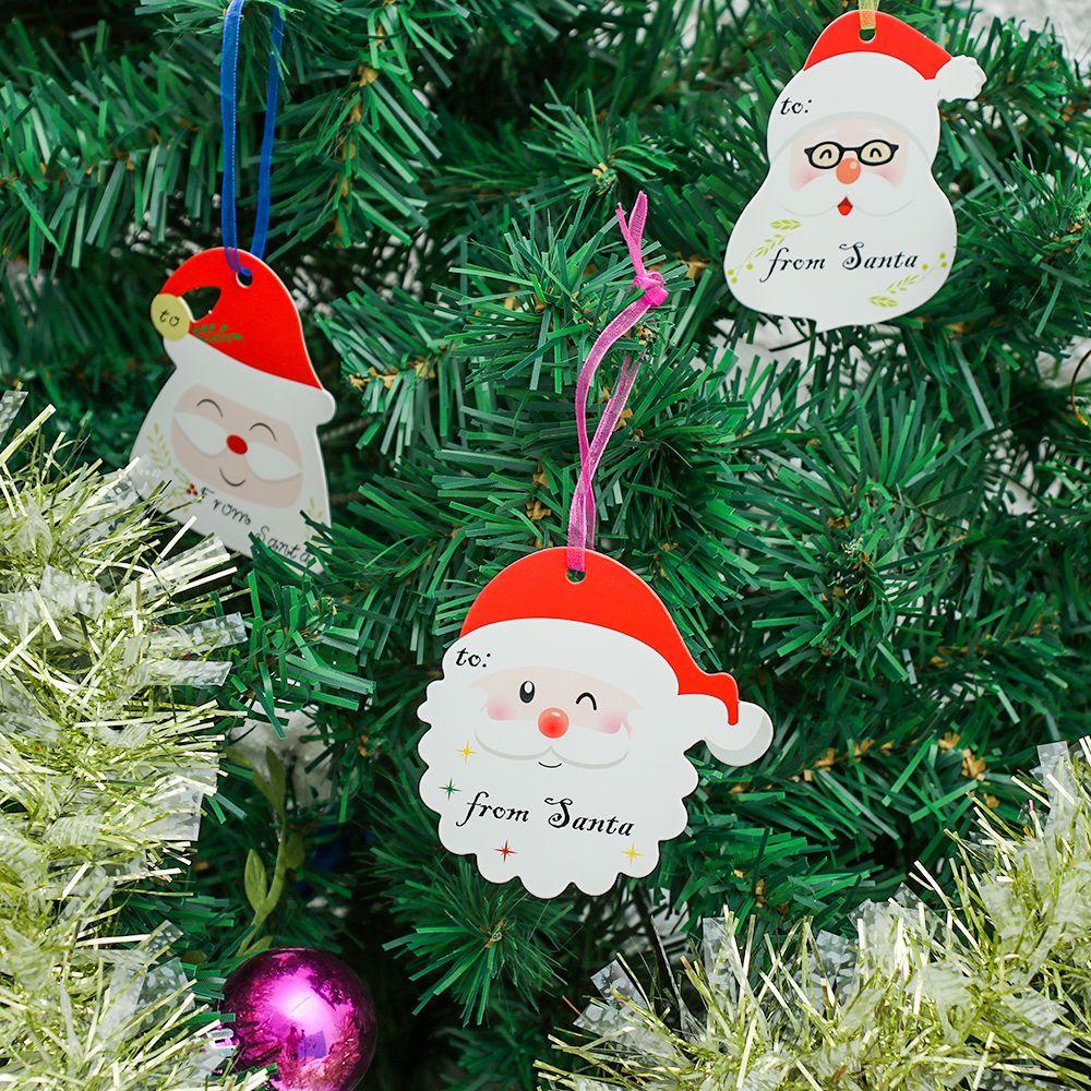 Set 1 / 60 Nhãn Dán Trang Trí Quà Tặng Bằng Giấy Kraft In Họa Tiết Ông Già Noel