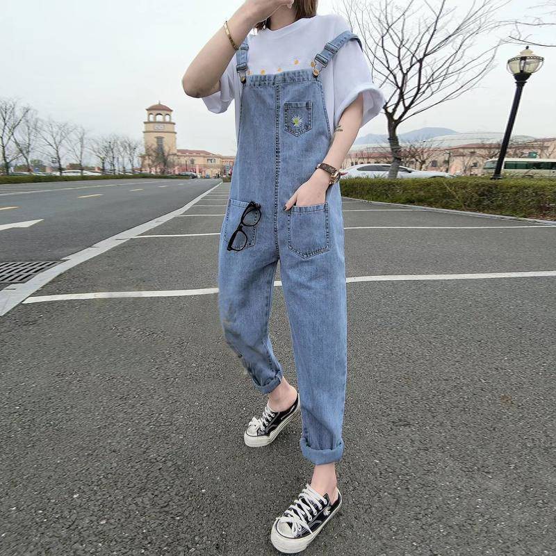 Quần Yếm Denim Dáng Rộng Thêu Hoa Cúc Phong Cách Hàn Quốc Thời Trang Mùa Hè 2020 Mới Cho Nữ | BigBuy360 - bigbuy360.vn