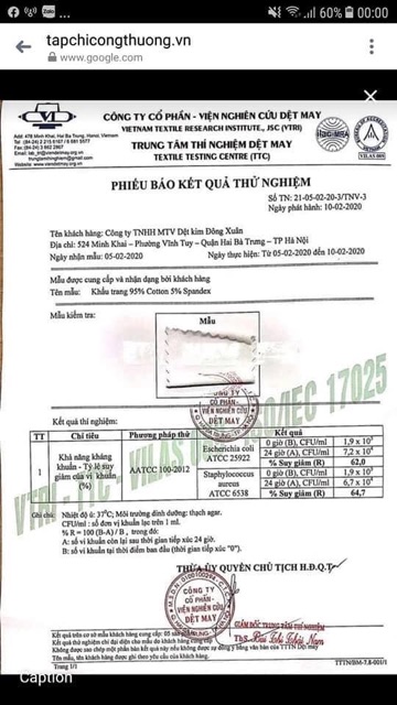 10 cái Khẩu trang vải kháng khuẩn của Công ty dệt may  ( màu ngẫu nhiên)