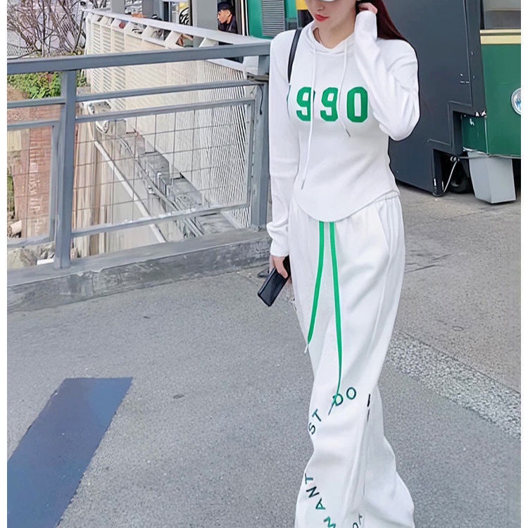 Set Áo Hoodies Có Nón Dài Tay + Quần Dài Thể Thao Thời Trang Hàn Cho Nữ