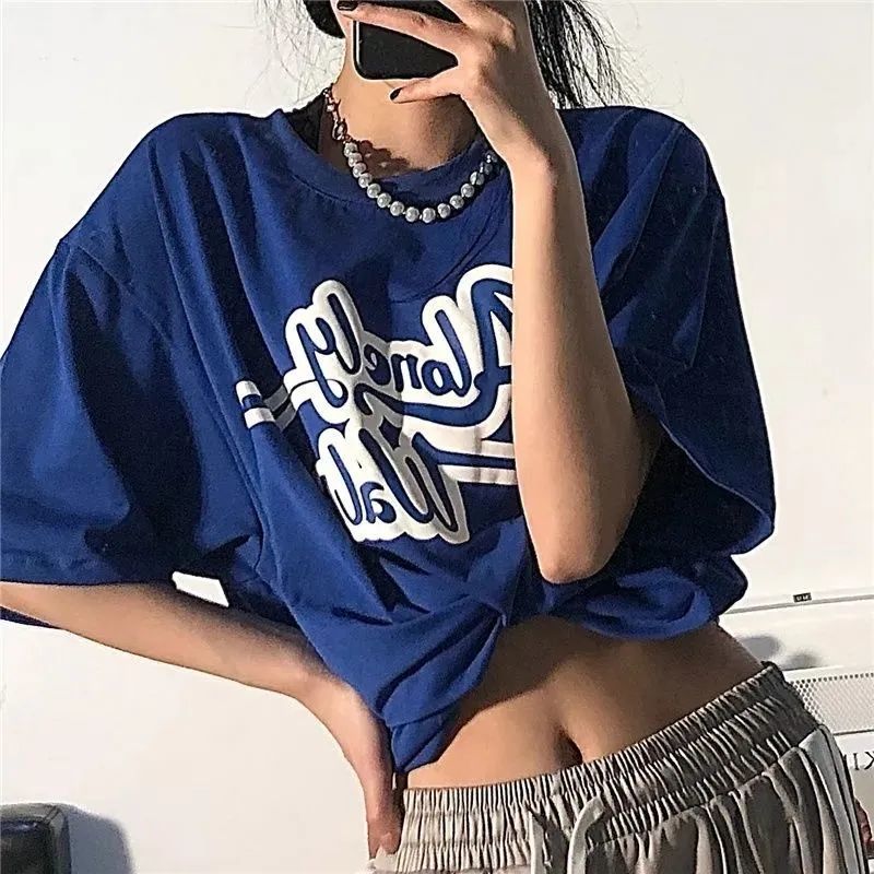 Áo Thun Nữ Tay Ngắn In Chữ Đơn Giản Phong Cách Hàn Quốc