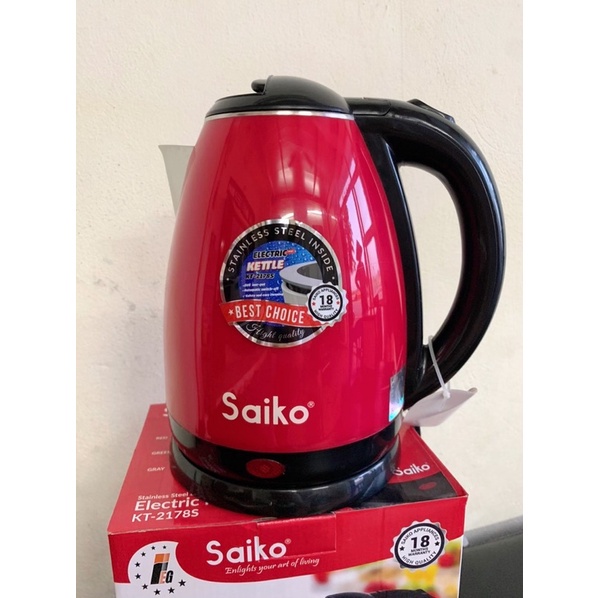 Ấm siêu tốc Saiko 2178S 1.7L (màu đỏ, màu ghi), HÀNG CHÍNH HÃNG