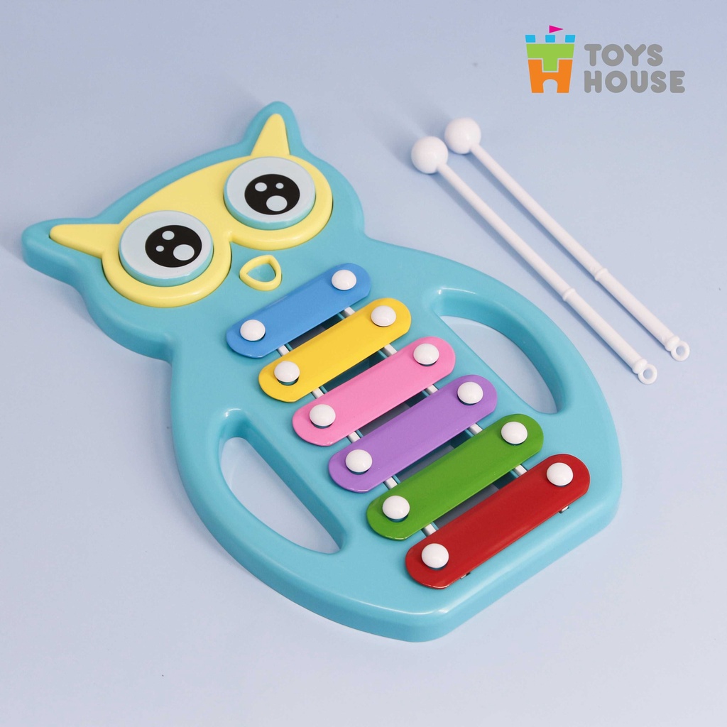 Đàn đồ chơi cho bé Bộ đàn gõ Xylophone hình cú mèo đáng yêu Toyshouse 6 Phím 2 dùi