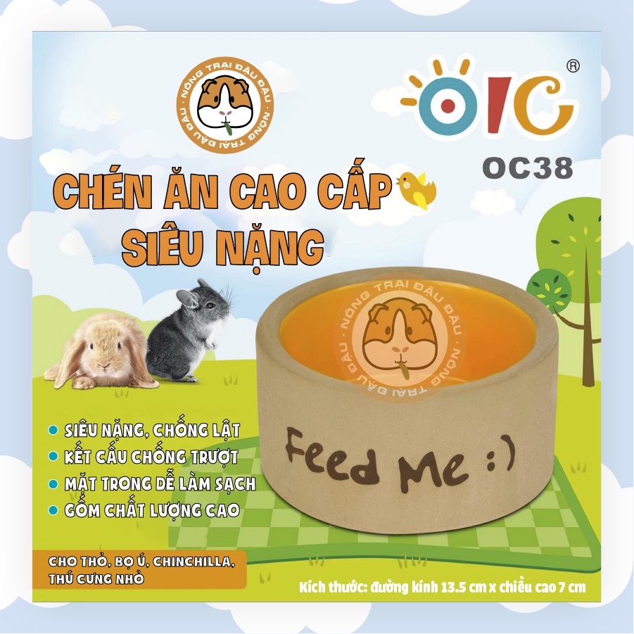Chén Ăn Cao Cấp Cho Thỏ, Bọ Ú, Chinchilla, Thú Nhỏ OIC Siêu Nặng Chống Lật Chống Trượt OC38