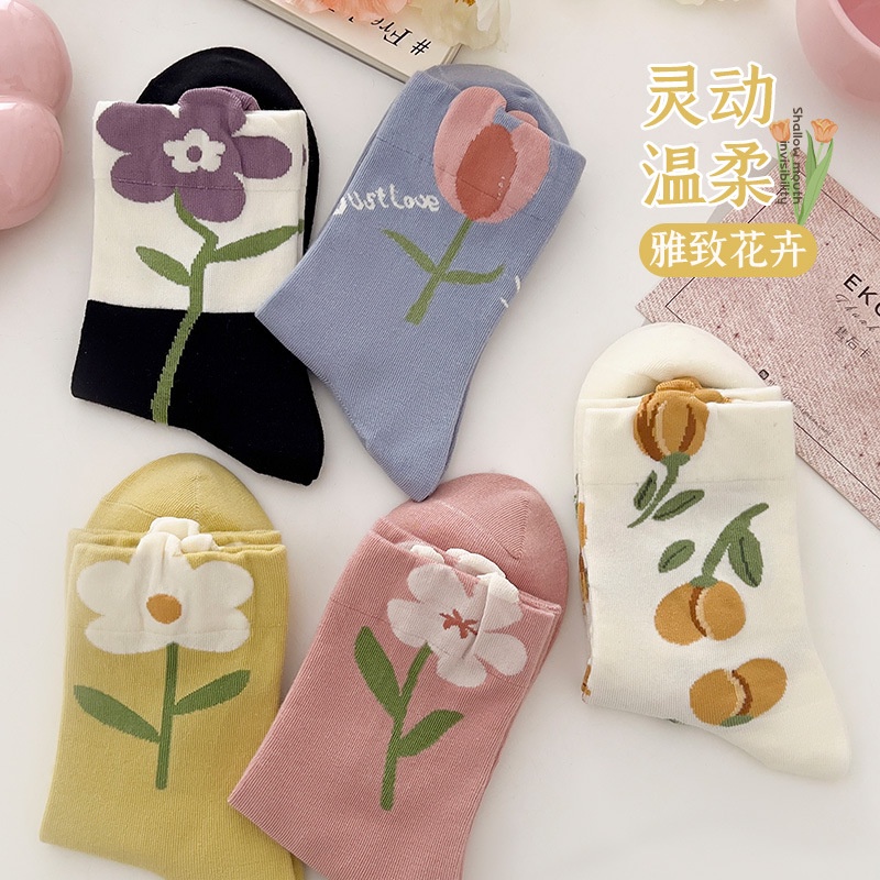 Vớ Ba Chiều Họa Tiết Hoa Cổ Điển Nhật Bản Dành Cho Nữ Vào Xuân Thu Và Mùa Đông