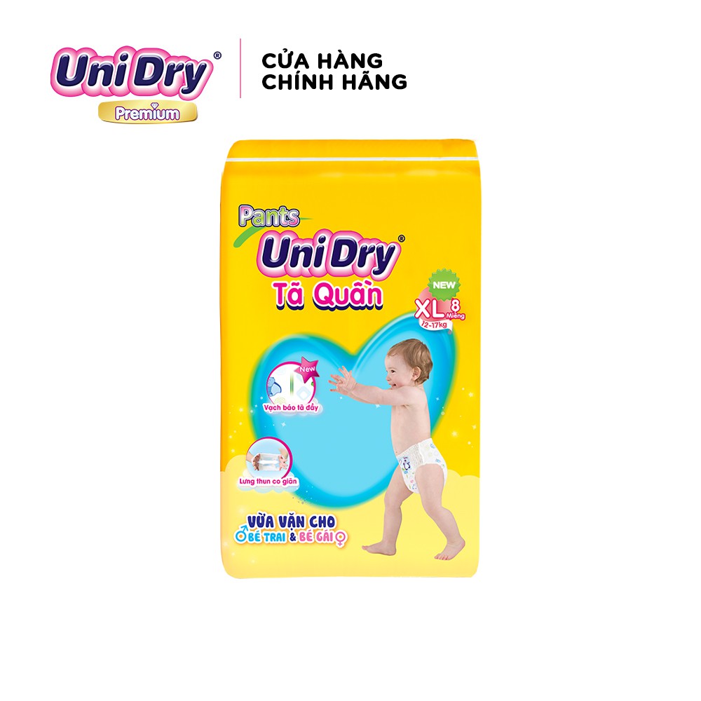 (Tặng 1 gói tã quần size XL8) Combo 2 tã quần Unidry gói Super Jumbo size XL (62 miếng)