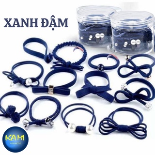 Combo Hộp 12 dây chun cột tóc, Chun Cột Tóc Mẹ Bé, Cột Tóc Bé, Dây Cài Tóc - KAMI