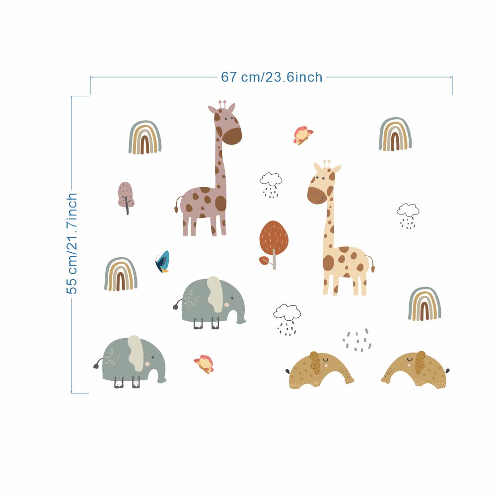 Sticker dán tường hình động vật hoạt hình graffiti trang trí phòng ngủ trẻ em