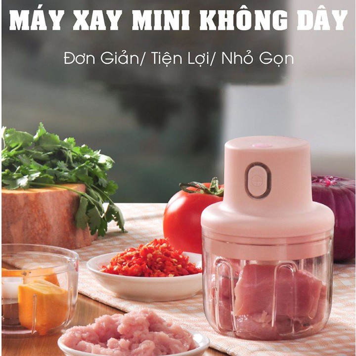 Máy Xay Mini Sạc Điện, Xay Thịt Ớt Hành Tỏi Rau Củ Quả Cầm Tay Siêu Tiện Lợi, Máy Xay Sinh Tố Máy Xay Caffe Xay Ngũ Cốc
