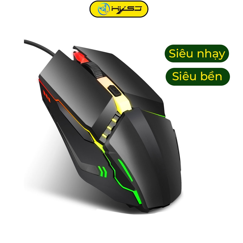 Chuột có dây chơi game HXSJ S200 sử dụng mượt mà với độ nhạy cao, chất liệu bền đẹp, led RGB - Hàng Chính Hãng