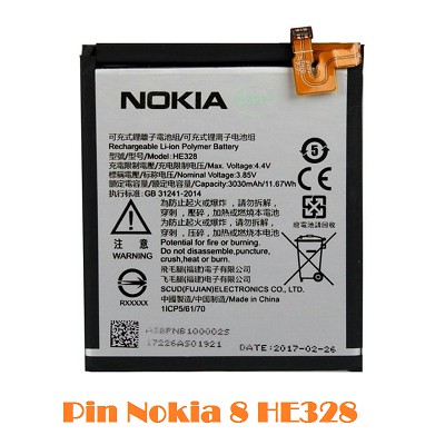 [Mã ELFLASH5 giảm 20K đơn 50K] Thay pin Nokia 8 (2017)/ HE328/ 3030mAh xịn bảo hành 6 tháng