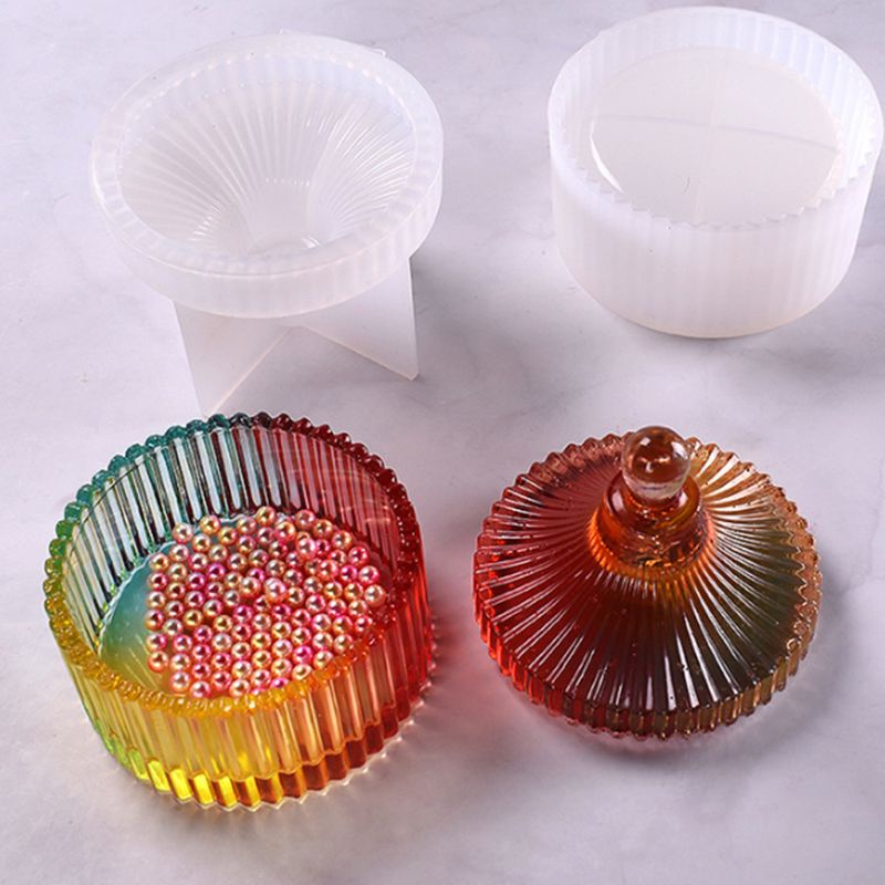 Khuôn silicon tạo hình làm hộp đựng trang sức hình tròn DIY tiện lợi