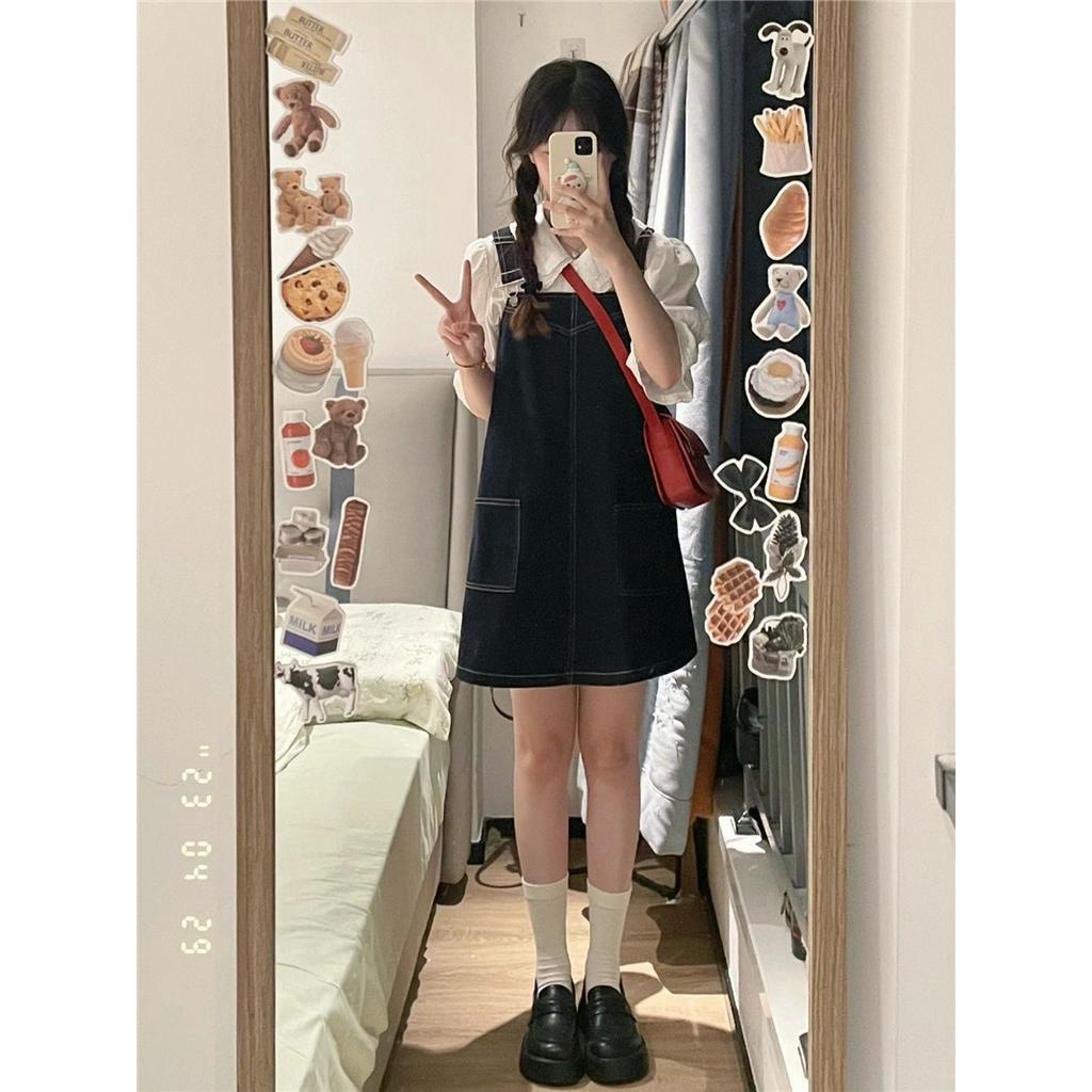 Váy Yếm Denim Tay Phồng Thời Trang Hàn Quốc Sành Điệu 63856