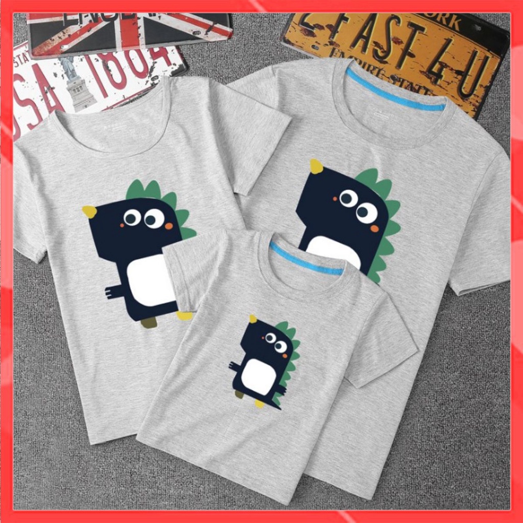 Áo gia đình - Đồng phục gia đình Familylove  (Có hình thật + Logo thương hiệu)  Chú khủng long con dễ thương