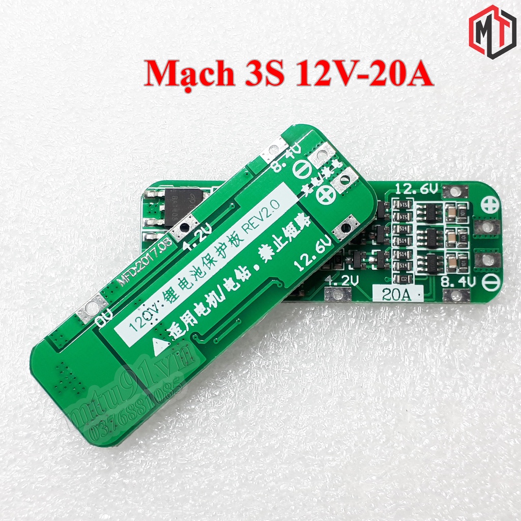 Mạch 3S 12V-20A Sạc cân bằng và bảo vệ pin 18650 / Li-ion 3.7v (có tính năng AUTO Recovery)