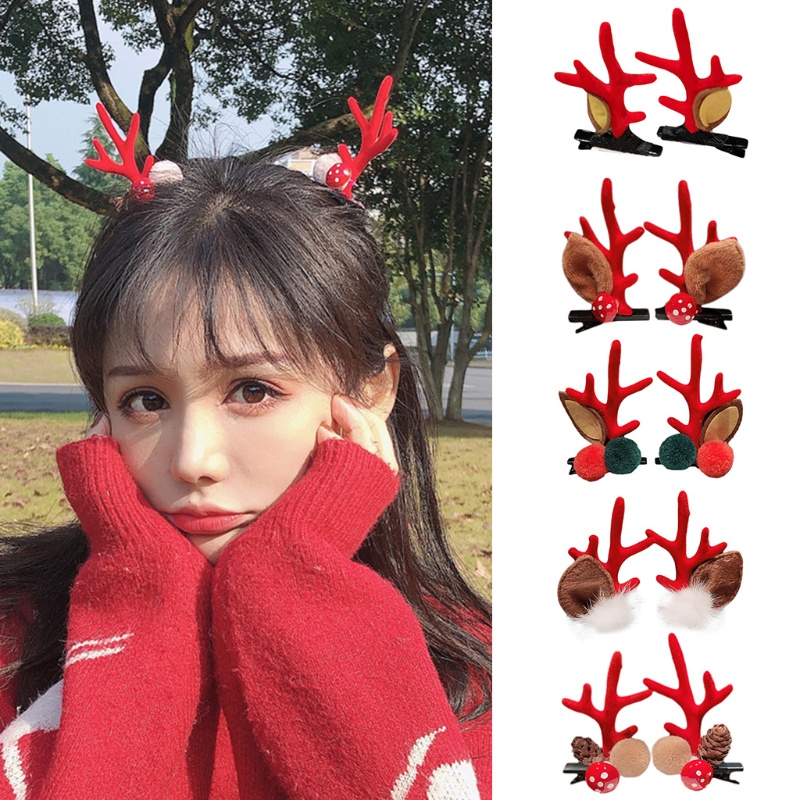 Kẹp Tóc Hình Sừng Hươu Phong Cách Giáng Sinh