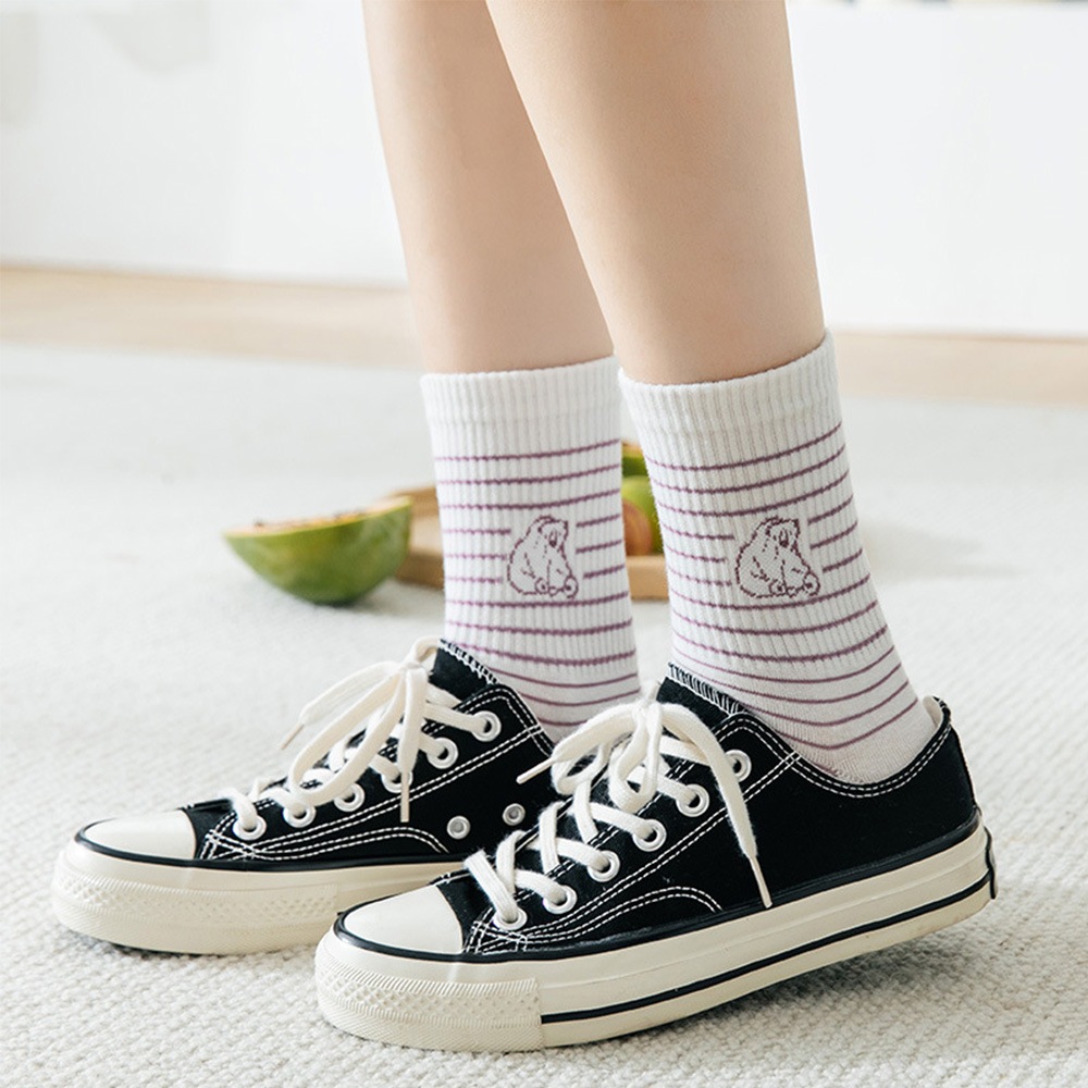 MOCHO Girls Cotton socks Cute Women socks Bear socks Middle Tube New Fashion Personality Cartoons Bear Pattern Personality | BigBuy360 - bigbuy360.vn