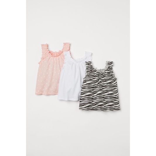 Set 3 áo cotton sát nách mềm chuẩn HM UK cho bé gái
