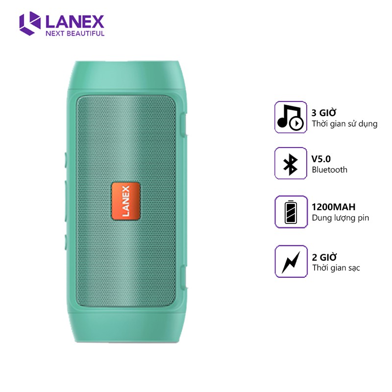 Loa Bluetooth LANEX LSK - W06 V5.0, nghe nhạc sống động, pin trâu, tương thích nhiều thiết bị