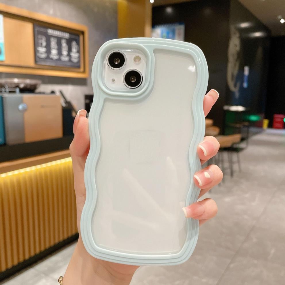 Ốp lưng ip silicon viền màu gợn sóng mây dùng được 2 kiểu màu pastel dành cho ip