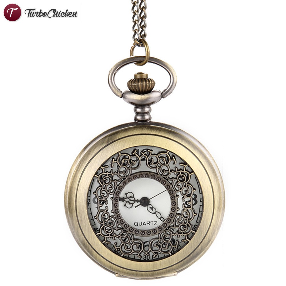 Đồng hồ quả quýt chạm khắc hình bông hoa phong cách Steampunk