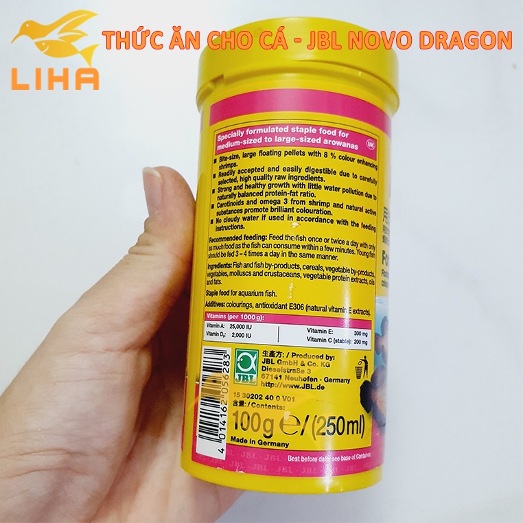 JBL Novo Dragon 100gr | Thức ăn khô cho cá Rồng
