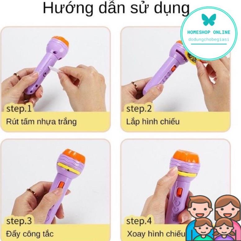[Loại 80 hình] Đèn pin chiếu phim hình cho bé 80 hình động vật ngộ nghĩnh, đồ chơi trẻ em phát triển trí tuệ HSTE012