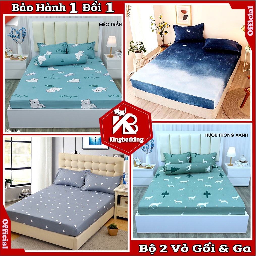 Bộ Ga Gối 💖m2/m4/m6/m8💖 Ga Giường + 2 Vỏ Gối Nằm Cotton Poly Drap Bốn Mùa Đủ Size - Bo Chun Miễn Phí