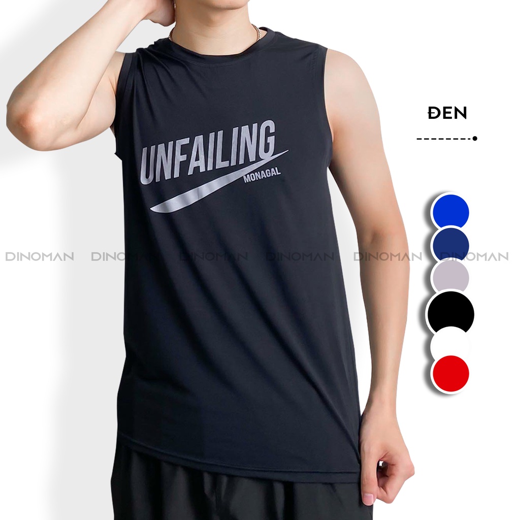 Áo ba lỗ nam Unfailing DINOMAN Áo tanktop sát nách nam RUNNING Vải Thun Co Giãn 4 Chiều