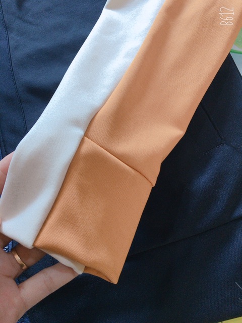 [Mã WASTMAY giảm 15% tối đa 30K đơn 150K] Áó khoác nữ bomber dài tay tím than phối cam_kèm ảnh thật | BigBuy360 - bigbuy360.vn