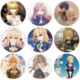 Huy hiệu in hình violet evergarden anime chibi xinh xắn dễ thương