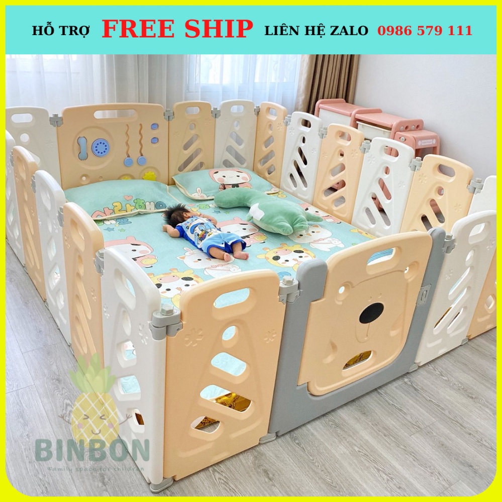 Quây cũi gấu BINBON  gấp gọn, nhựa HDPE an toàn cho bé  zj1