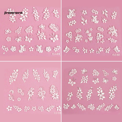 [Hàng mới về] Set 50 tờ hình dán bông hoa và bướm 3D kết hợp dùng cho trang trí móng tay DIY thời trang