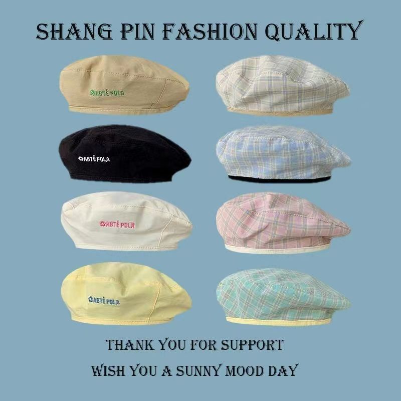 Nón Beret Hai Mặt Họa Tiết Caro Thời Trang Hàn Quốc Cho Nữ