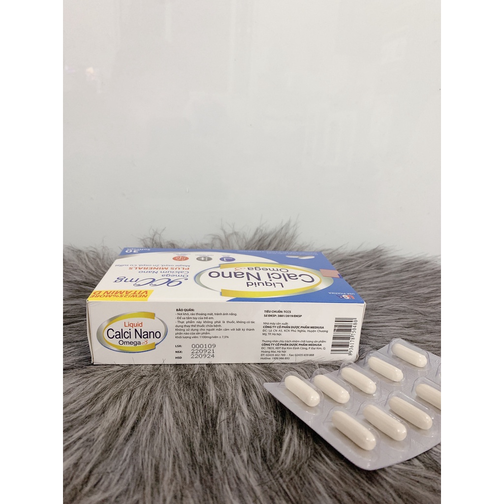 VIÊN UỐNG CANXI NANO OMEGA 3 - DÀNH CHO NGƯỜI CẦN BỔ SUNG CANXI - LIQUID CALCI NANO OMEGA 3 - HỘP 30 VIÊN