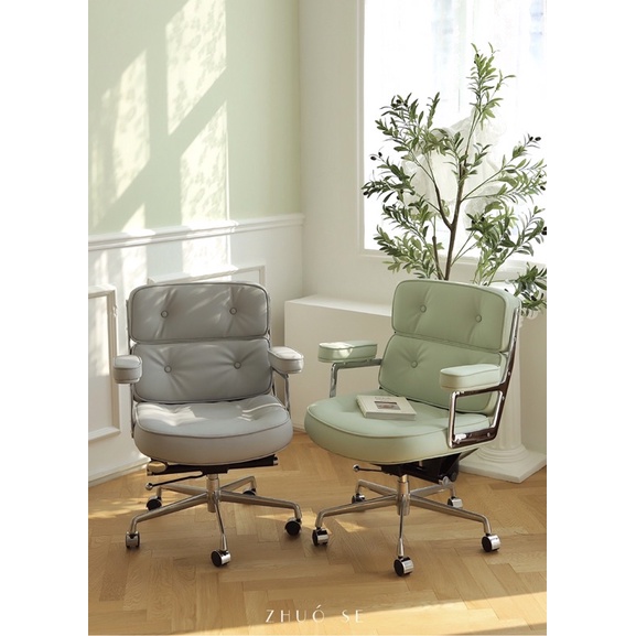 Ghế văn phòng Eames chair màu pastel có trục xoay phong cách Hàn Quốc