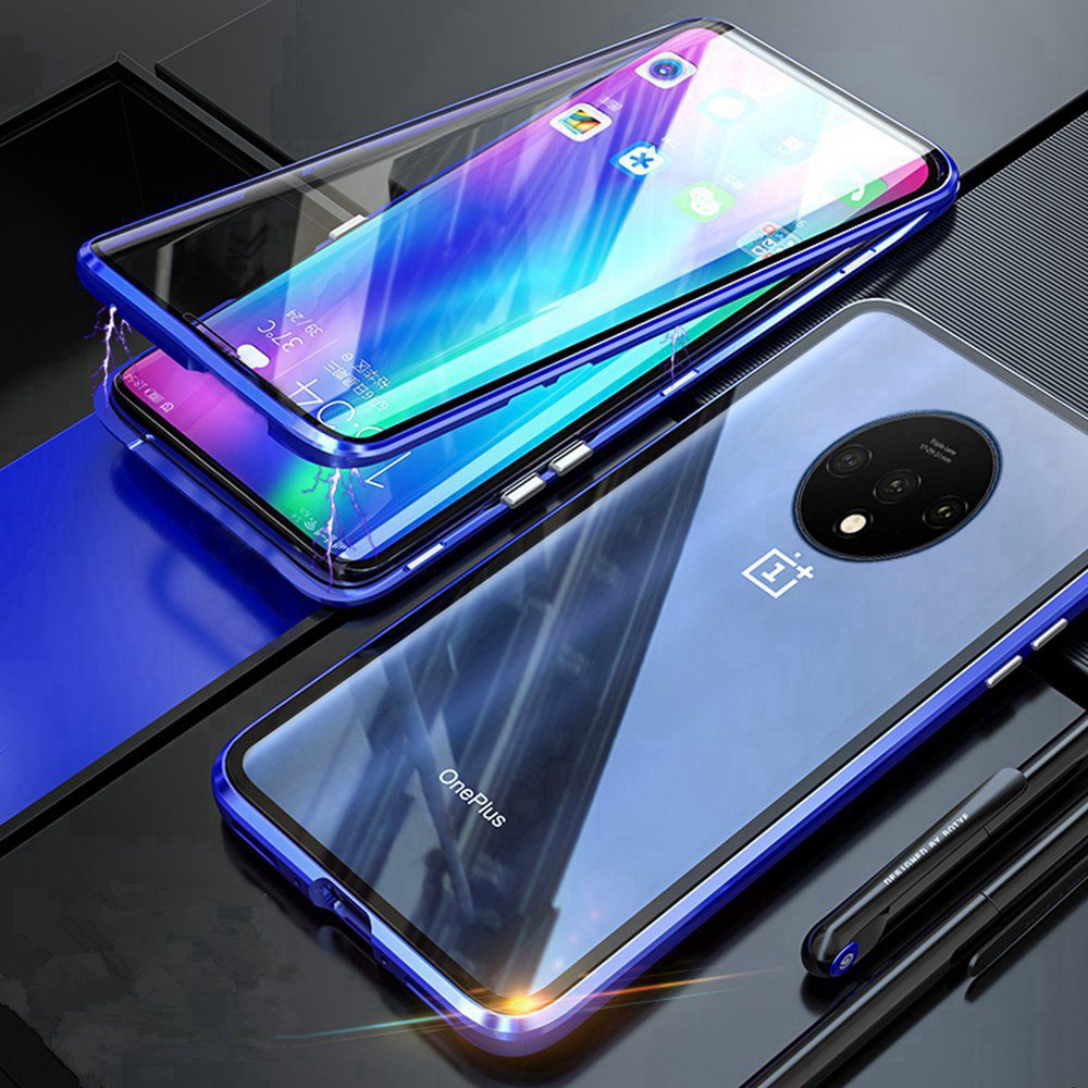 Ốp điện thoại dạng kính cường lực 2 mặt nắp nam châm cho OnePlus 7T