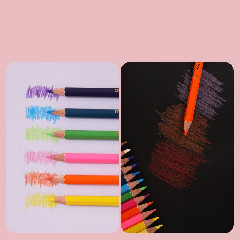 Hộp bút chì màu RUIXIANG thiết kế hai đầu bằng gỗ 12/ 24 màu thích hợp cho học sinh
