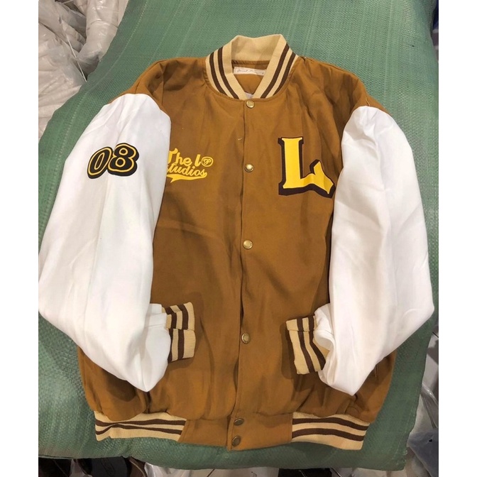Áo khoác bóng chày bomber da lộn dạ 2 lớp L unisex ulzzang nam nữ