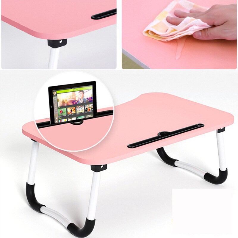 Bàn Học Xếp Gọn Có Khe Cắm Điện Thoại Ipad Chất Liệu Nhựa Giả Gỗ (MSP BIP45) | BigBuy360 - bigbuy360.vn