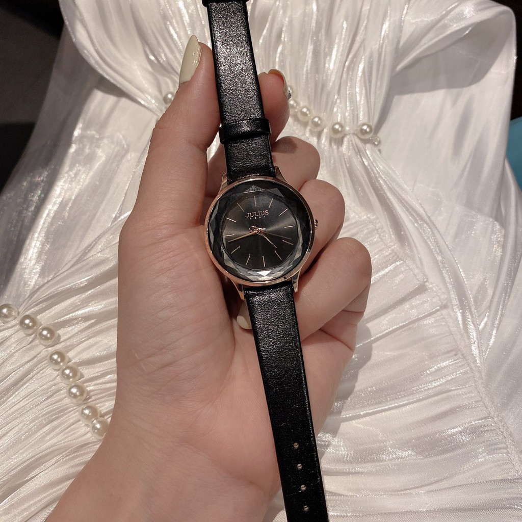 Đồng Hồ Nữ Julius Hàn Quốc Dây Da JA-1254 2 màu (Hồng, Đen)