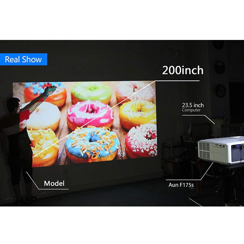 Máy chiếu fullHD Aun F175s - độ sáng cao kết nối máy tính - điện thoại