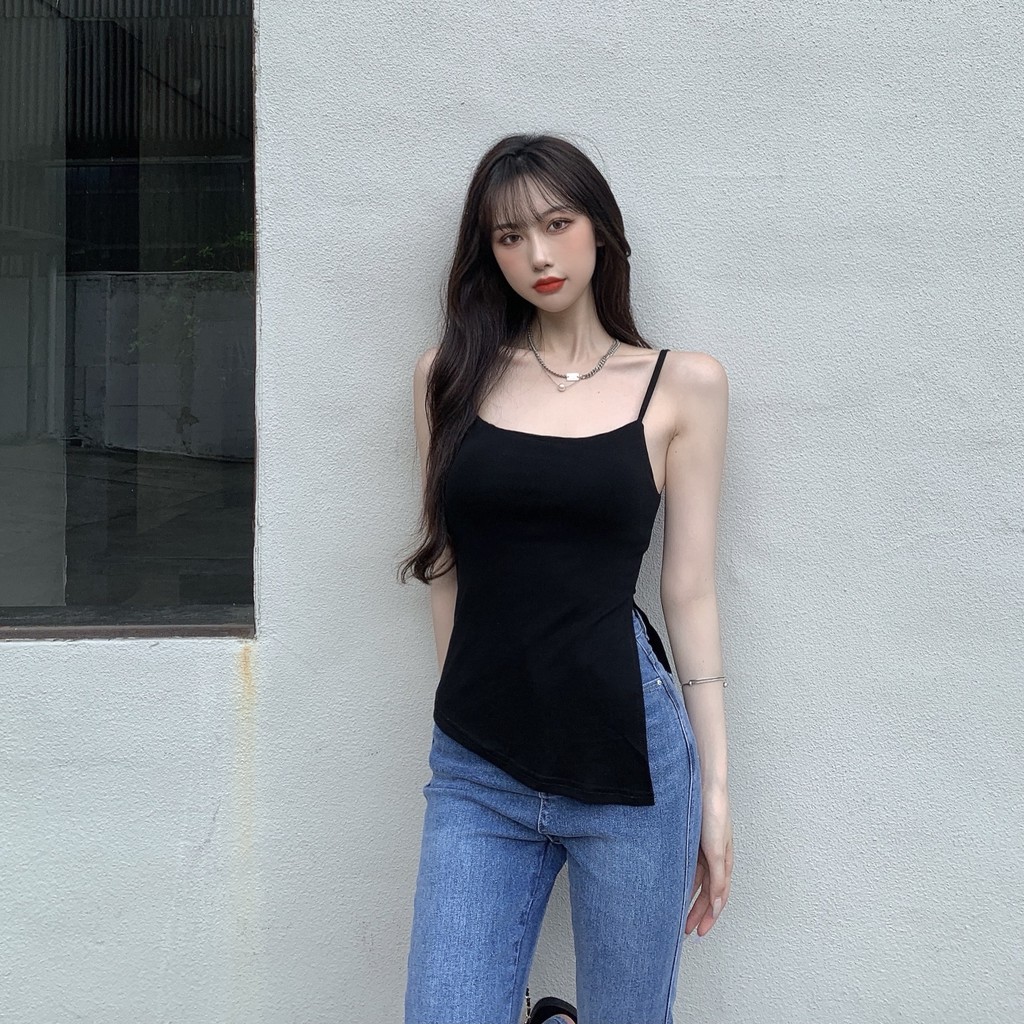 Cocory vn Thời Trang Áo Nữ Màu Trơn Có Đệm Ngực Gợi Cảm