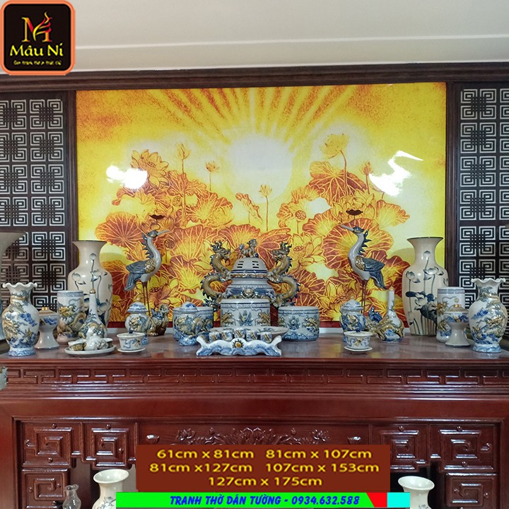 TRANH DÁN TƯỜNG MÂU NI 61x81cm, 81x107cm, 89x127cm, 89x153cm trang trí cho Bàn thờ ,vách thờ